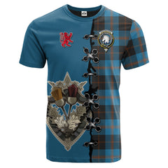 Horsburgh Tartan T-shirt - Lion Rampant And Celtic Thistle Style
