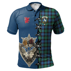 Hunter Ancient Tartan Polo Shirt - Lion Rampant And Celtic Thistle Style