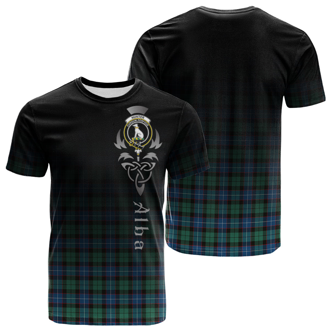 Hunter Ancient Tartan Crest T-shirt - Alba Celtic Style