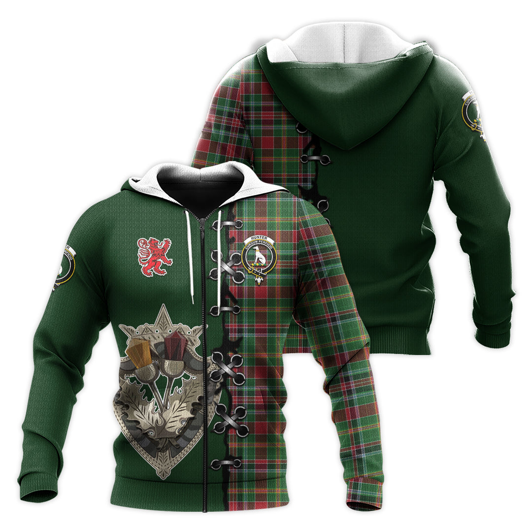 Hunter Wilsons Tartan Hoodie - Lion Rampant And Celtic Thistle Style