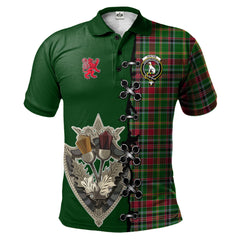 Hunter Wilsons Tartan Polo Shirt - Lion Rampant And Celtic Thistle Style