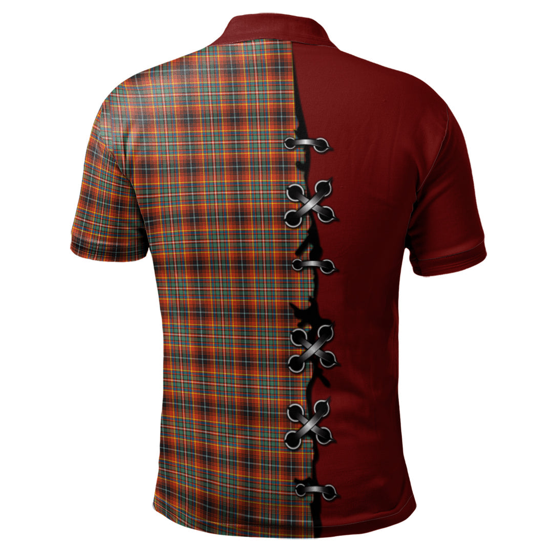 Innes Ancient Tartan Polo Shirt - Lion Rampant And Celtic Thistle Style