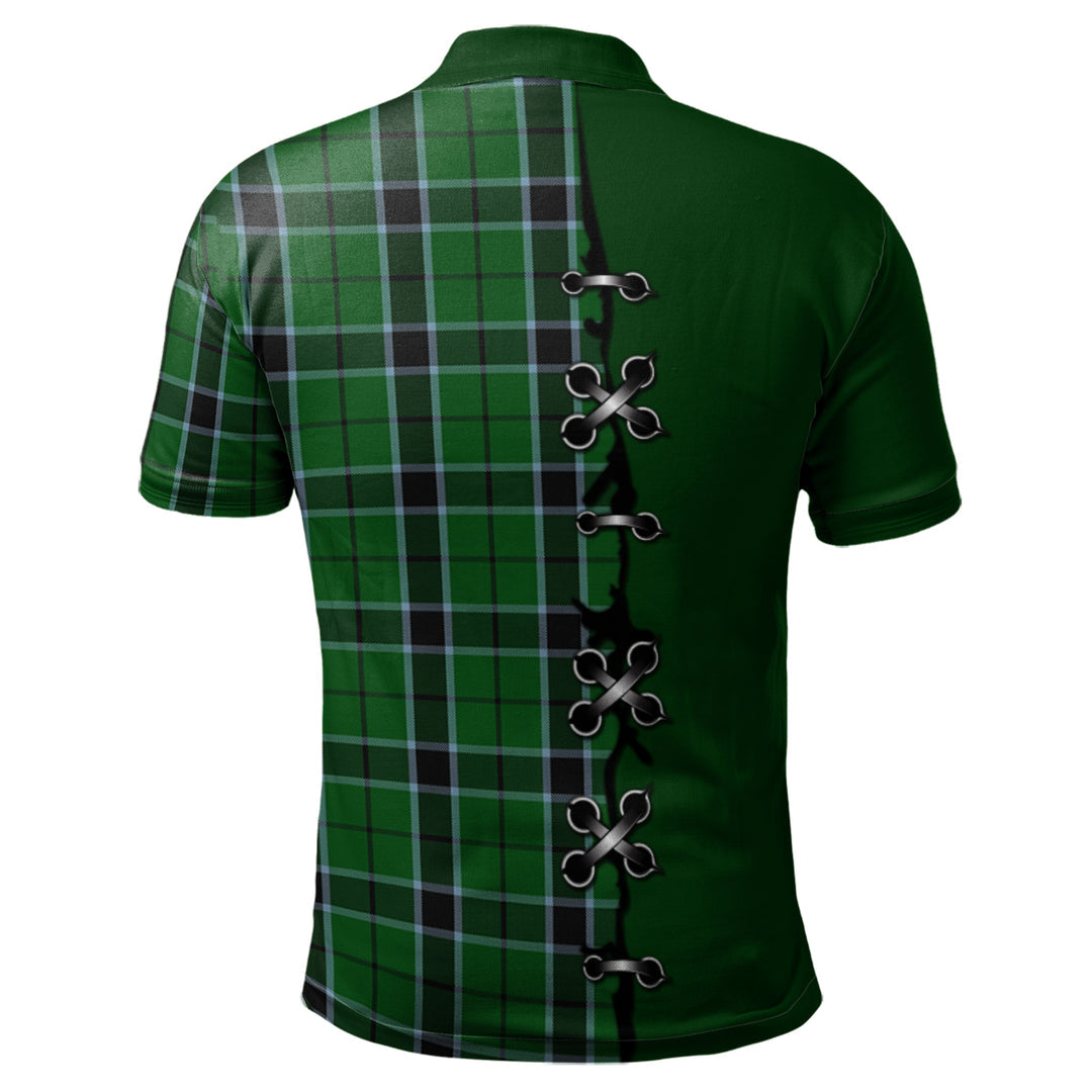 Innes Hunting Tartan Polo Shirt - Lion Rampant And Celtic Thistle Style