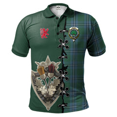 Irvine of Drum Tartan Polo Shirt - Lion Rampant And Celtic Thistle Style