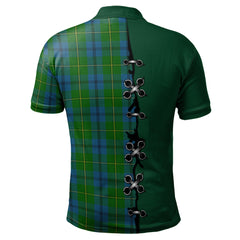 Johnston Tartan Polo Shirt - Lion Rampant And Celtic Thistle Style
