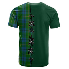 Johnston Tartan T-shirt - Lion Rampant And Celtic Thistle Style