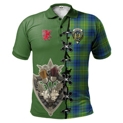 Johnston Ancient Tartan Polo Shirt - Lion Rampant And Celtic Thistle Style