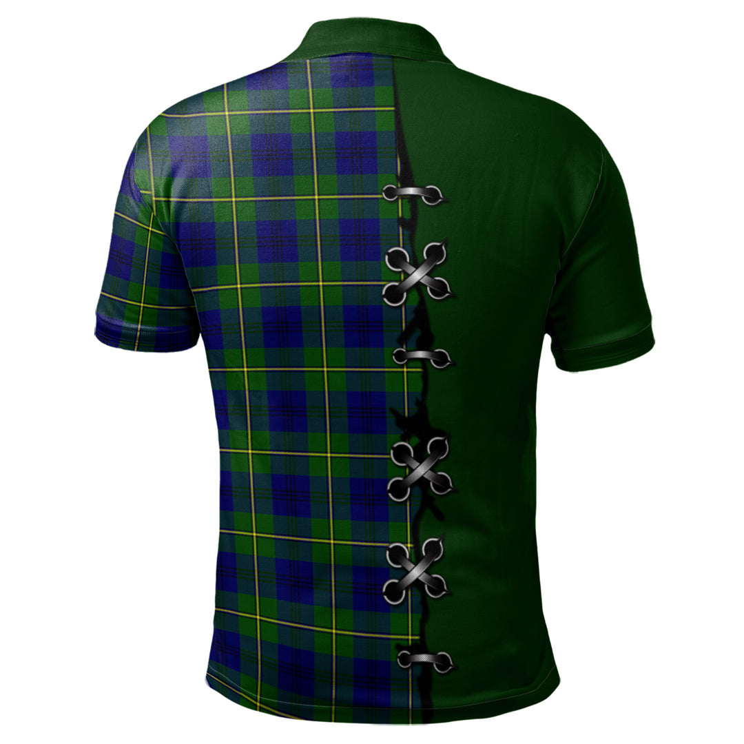 Johnston Modern Tartan Polo Shirt - Lion Rampant And Celtic Thistle Style