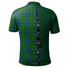 Johnstone Tartan Polo Shirt - Lion Rampant And Celtic Thistle Style