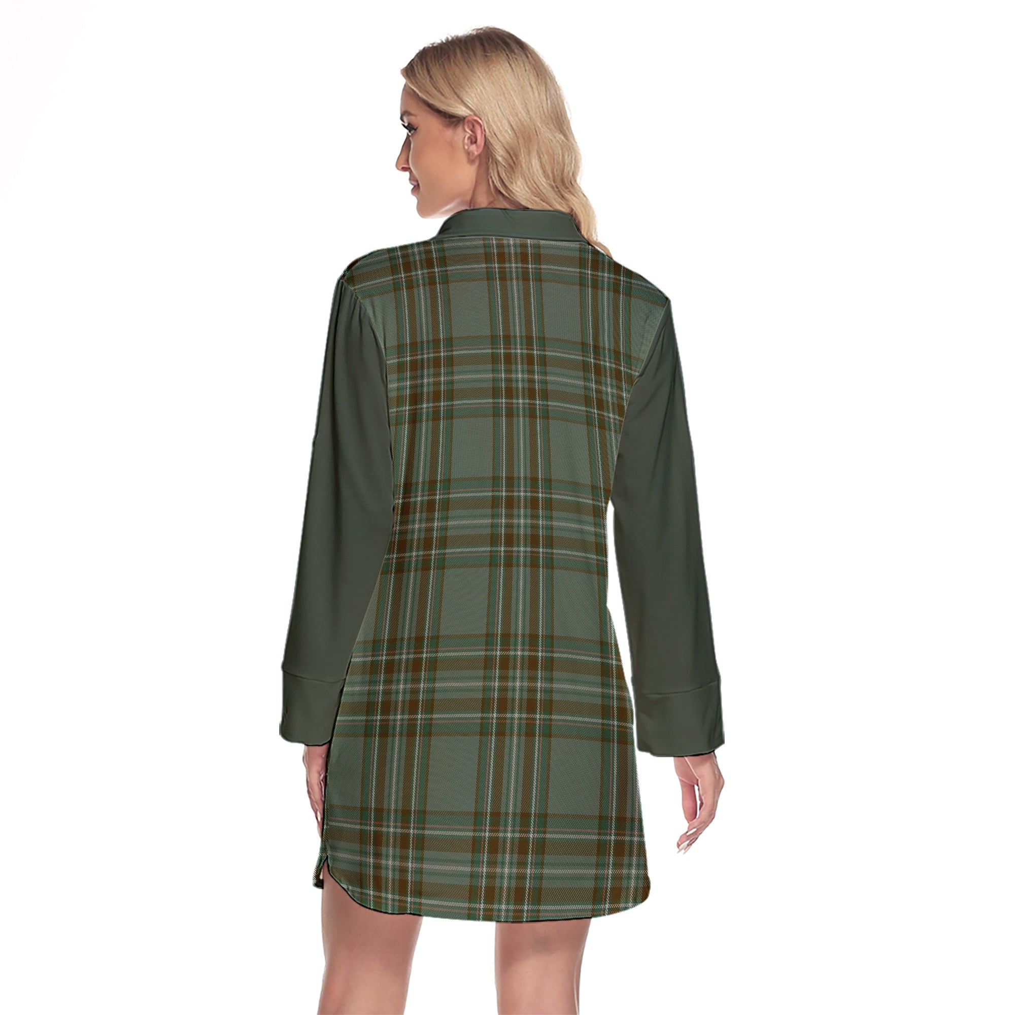 Kelly Dress Tartan Women's Lapel Shirt Dress With Long Sleeve