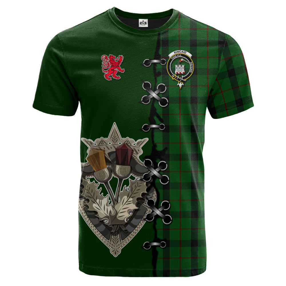 Kincaid Tartan T-shirt - Lion Rampant And Celtic Thistle Style