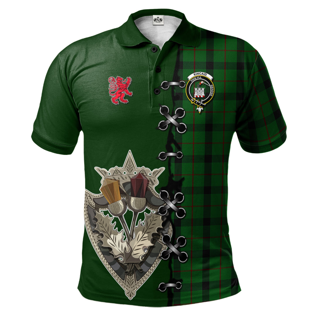 Kincaid Tartan Polo Shirt - Lion Rampant And Celtic Thistle Style