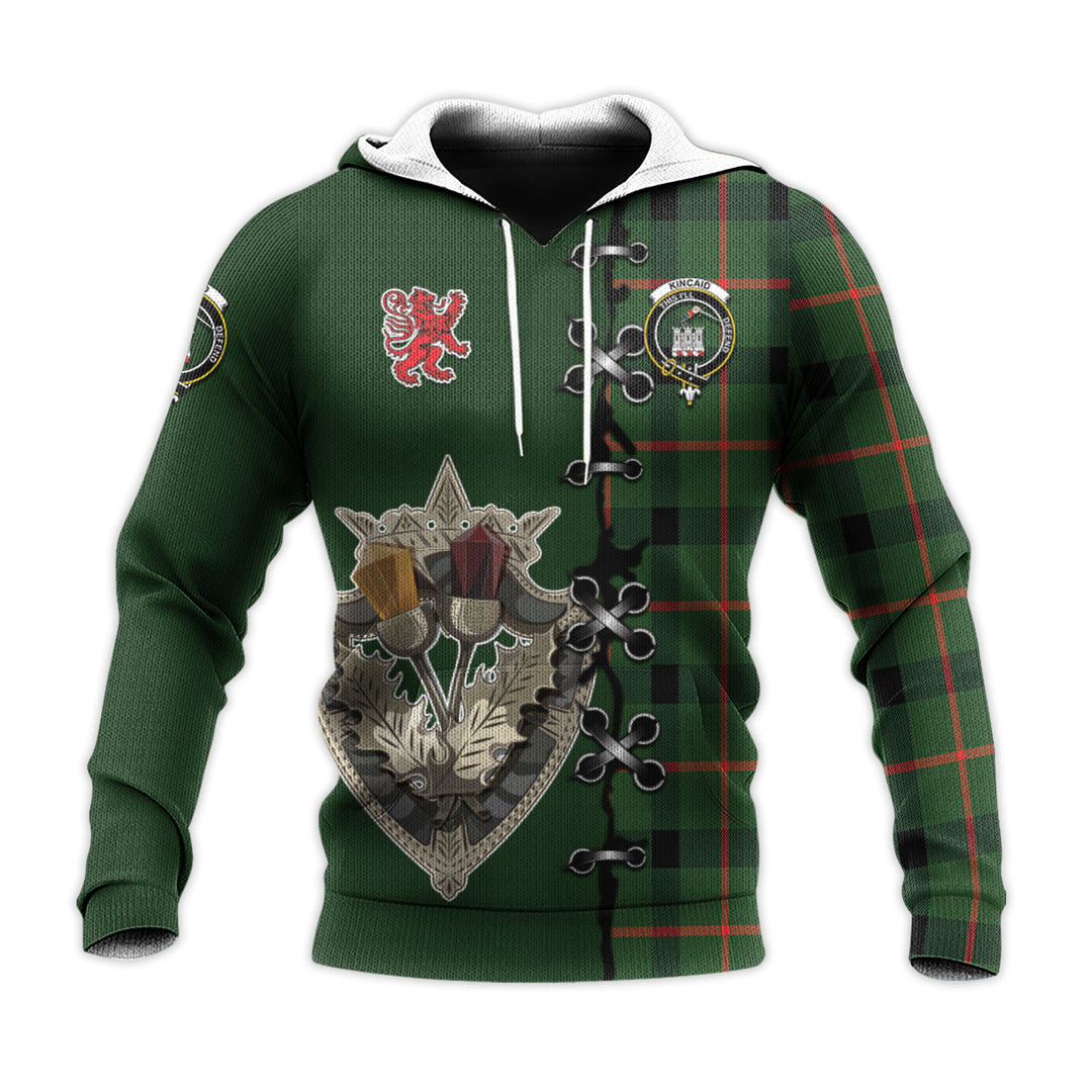 Kincaid Modern Tartan Hoodie - Lion Rampant And Celtic Thistle Style