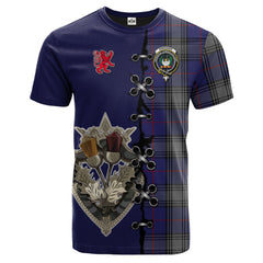 Kinnaird Tartan T-shirt - Lion Rampant And Celtic Thistle Style