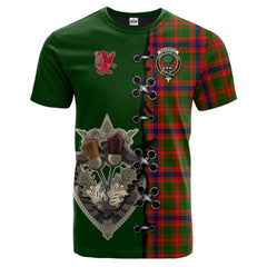 Kinninmont Tartan T-shirt - Lion Rampant And Celtic Thistle Style