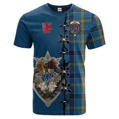 Laing Tartan T-shirt - Lion Rampant And Celtic Thistle Style