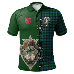 Lamont Tartan Polo Shirt - Lion Rampant And Celtic Thistle Style