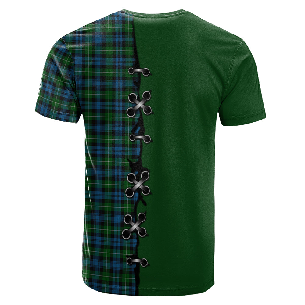 Lamont Tartan T-shirt - Lion Rampant And Celtic Thistle Style