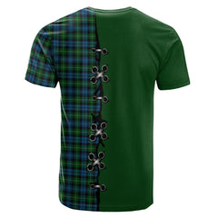 Lamont Tartan T-shirt - Lion Rampant And Celtic Thistle Style