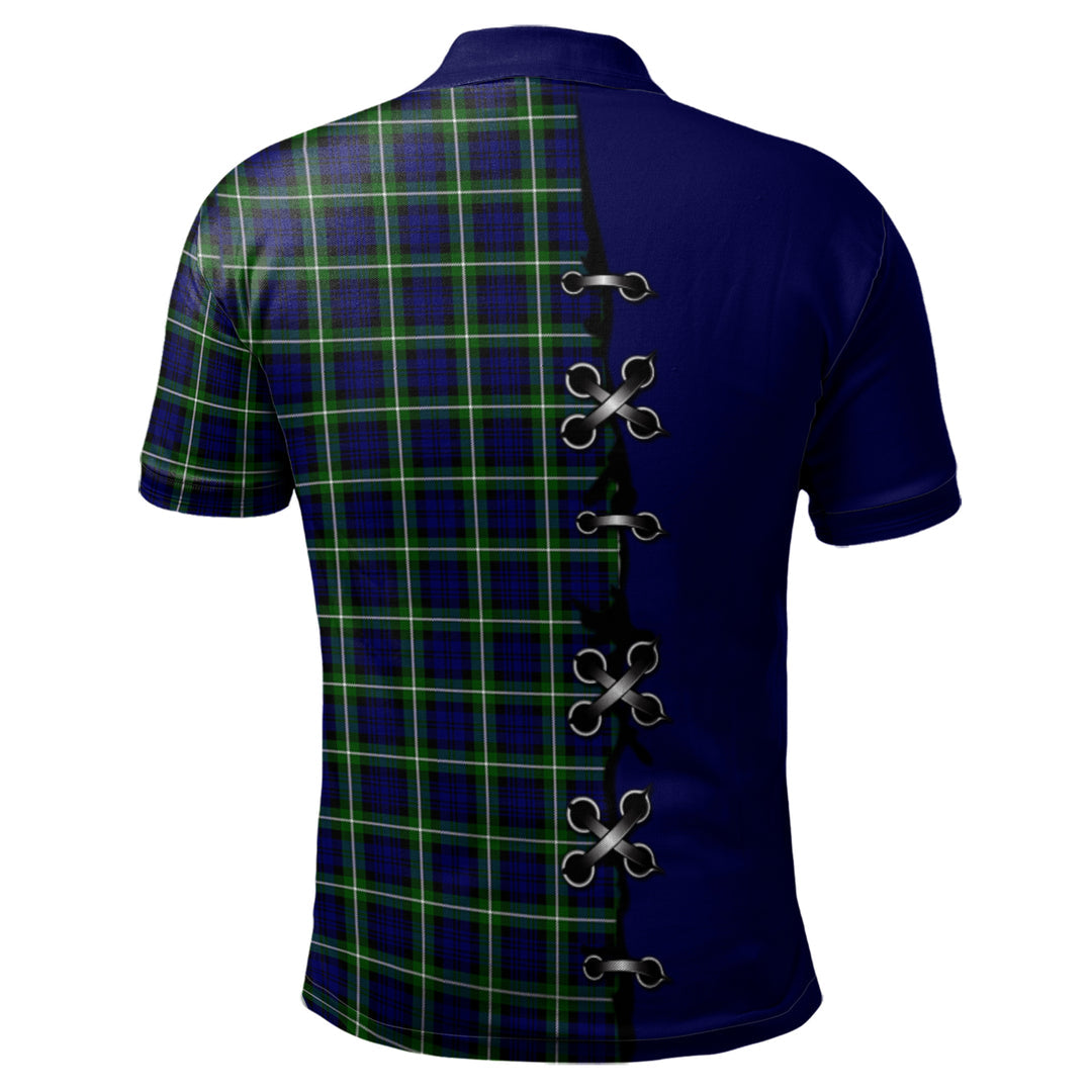 Lamont Modern Tartan Polo Shirt - Lion Rampant And Celtic Thistle Style