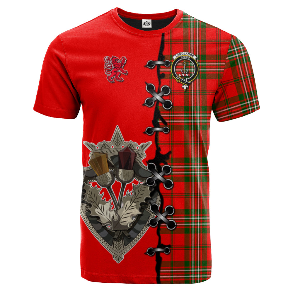Langlands Tartan T-shirt - Lion Rampant And Celtic Thistle Style