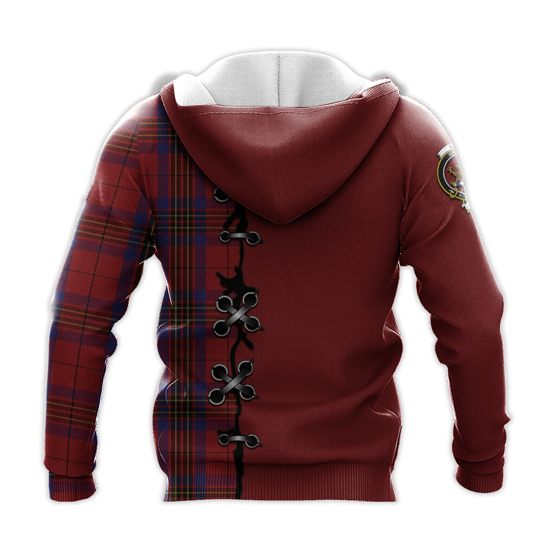 Leslie Red Tartan Hoodie - Lion Rampant And Celtic Thistle Style