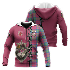 Lindsay Ancient Tartan Hoodie - Lion Rampant And Celtic Thistle Style