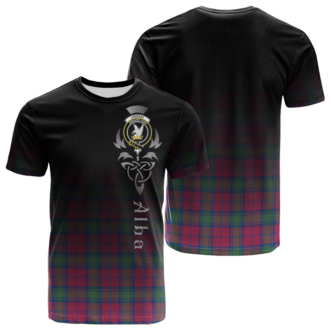 Lindsay Ancient Tartan Crest T-shirt - Alba Celtic Style