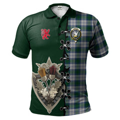 Lindsay Dress Tartan Polo Shirt - Lion Rampant And Celtic Thistle Style