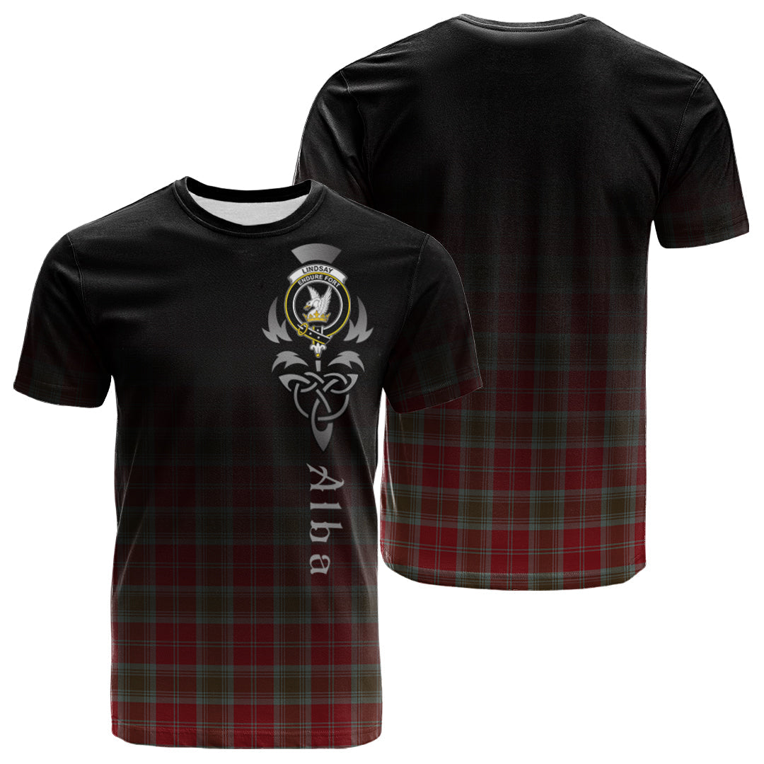 Lindsay Weathered Tartan Crest T-shirt - Alba Celtic Style
