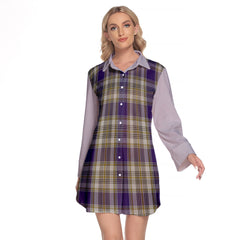 Livingston Dress Tartan Women's Lapel Shirt Dress With Long Sleeve