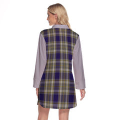 Livingston Dress Tartan Women's Lapel Shirt Dress With Long Sleeve