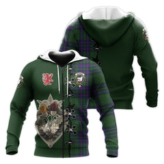 Lockhart Modern Tartan Hoodie - Lion Rampant And Celtic Thistle Style