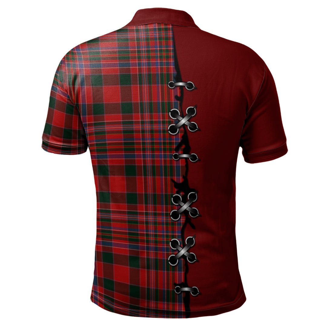 MacAlister Tartan Polo Shirt - Lion Rampant And Celtic Thistle Style