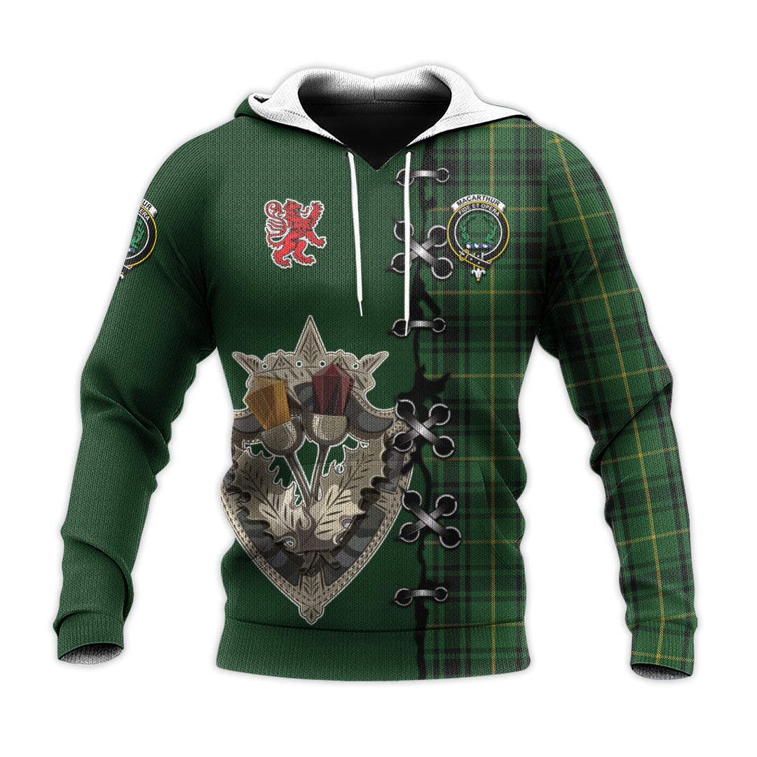 MacArthur Tartan Hoodie - Lion Rampant And Celtic Thistle Style