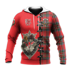 MacBain Tartan Hoodie - Lion Rampant And Celtic Thistle Style