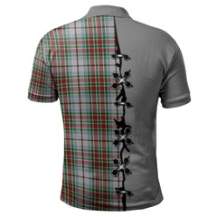 Macbain Dress Tartan Polo Shirt - Lion Rampant And Celtic Thistle Style