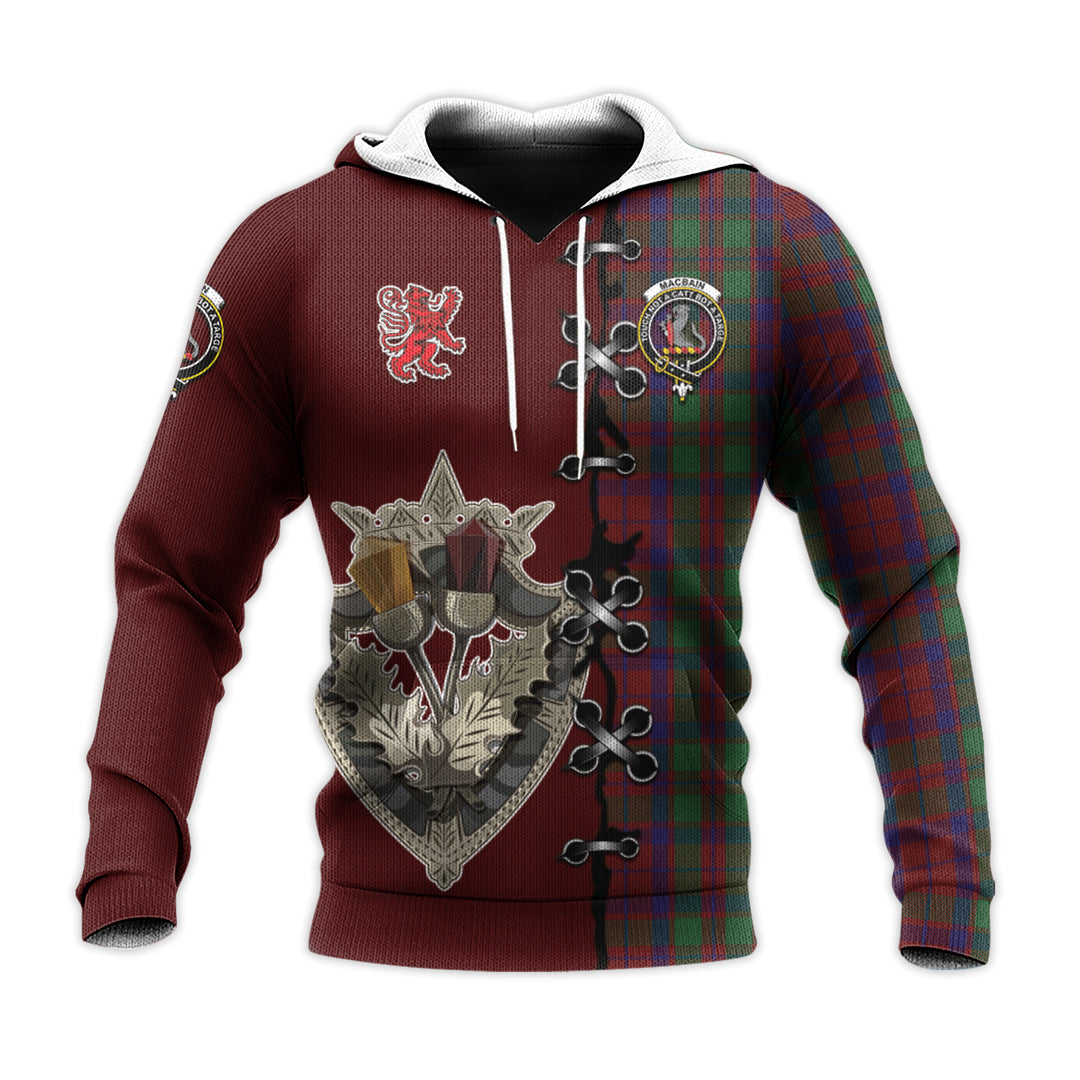 MacBain of Tomatin Tartan Hoodie - Lion Rampant And Celtic Thistle Style