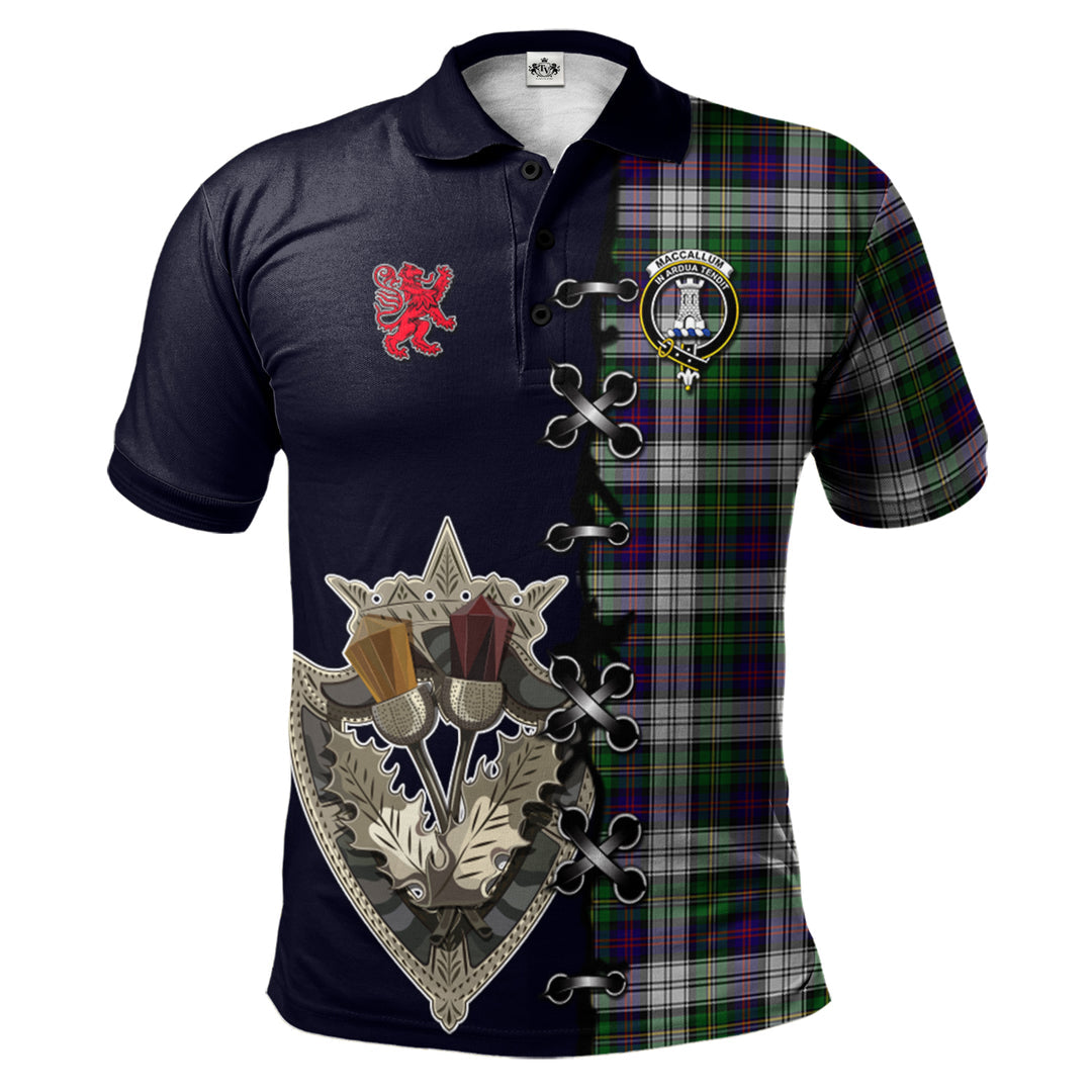 MacCallum Dress Tartan Polo Shirt - Lion Rampant And Celtic Thistle Style