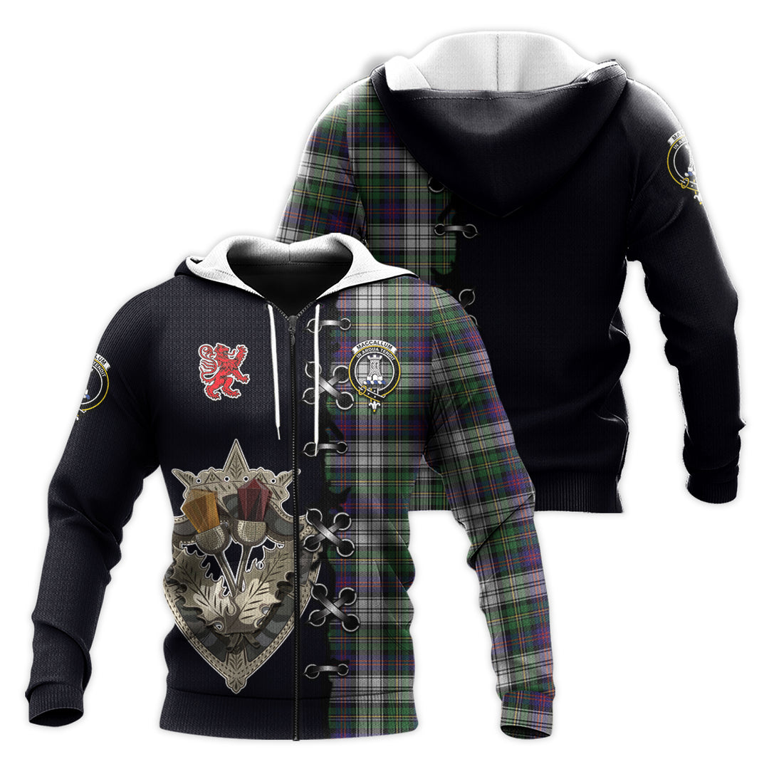 MacCallum Dress Tartan Hoodie - Lion Rampant And Celtic Thistle Style