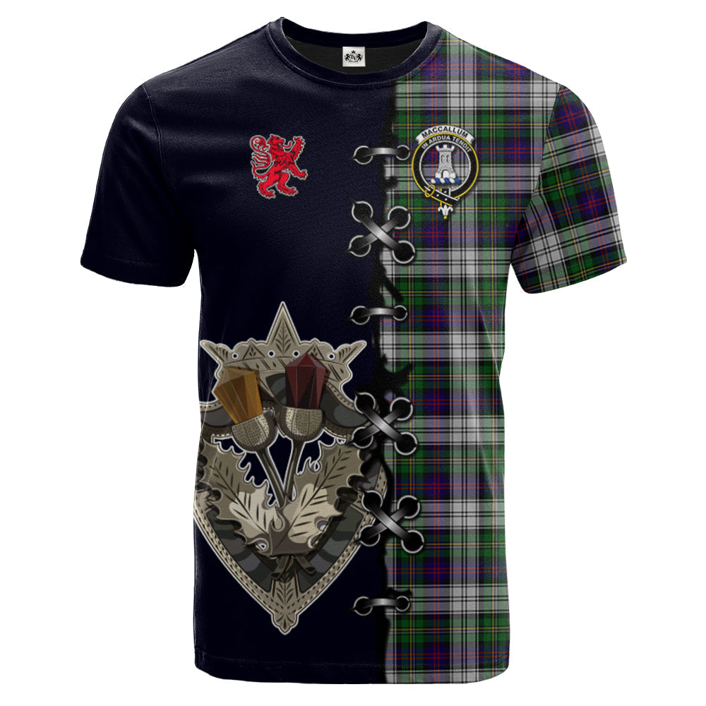 MacCallum Dress Tartan T-shirt - Lion Rampant And Celtic Thistle Style