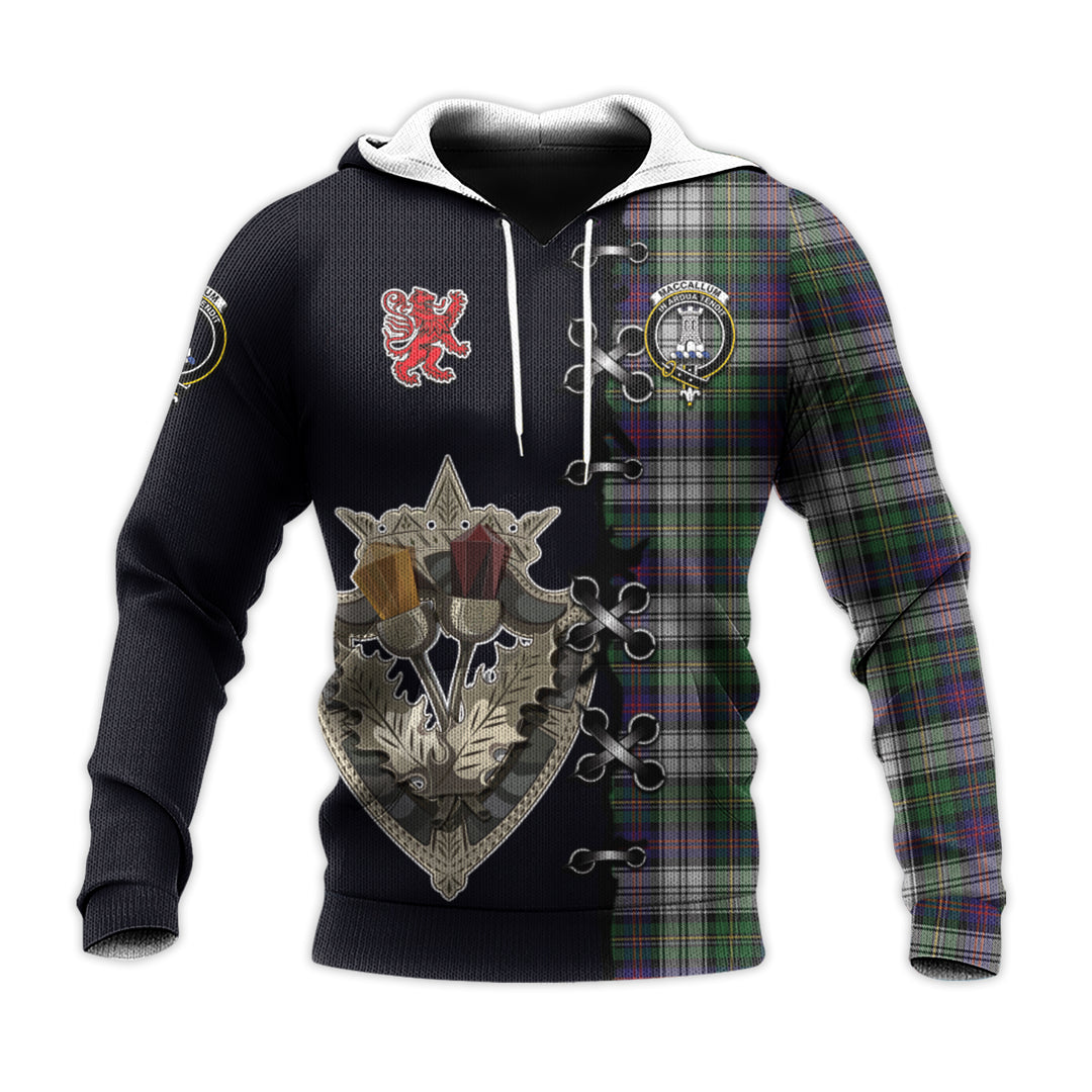 MacCallum Dress Tartan Hoodie - Lion Rampant And Celtic Thistle Style