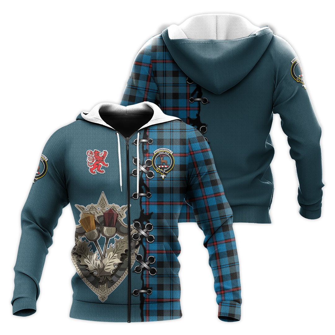 MacCorquodale Tartan Hoodie - Lion Rampant And Celtic Thistle Style