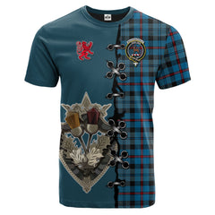 MacCorquodale Tartan T-shirt - Lion Rampant And Celtic Thistle Style