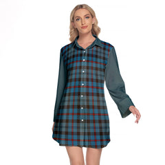 MacCorquodale Tartan Women's Lapel Shirt Dress With Long Sleeve