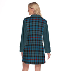 MacCorquodale Tartan Women's Lapel Shirt Dress With Long Sleeve