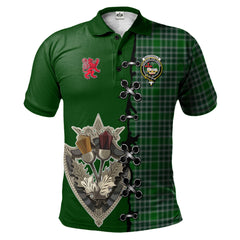 MacDonald, Lord of the Isles Hunting Tartan Polo Shirt - Lion Rampant And Celtic Thistle Style