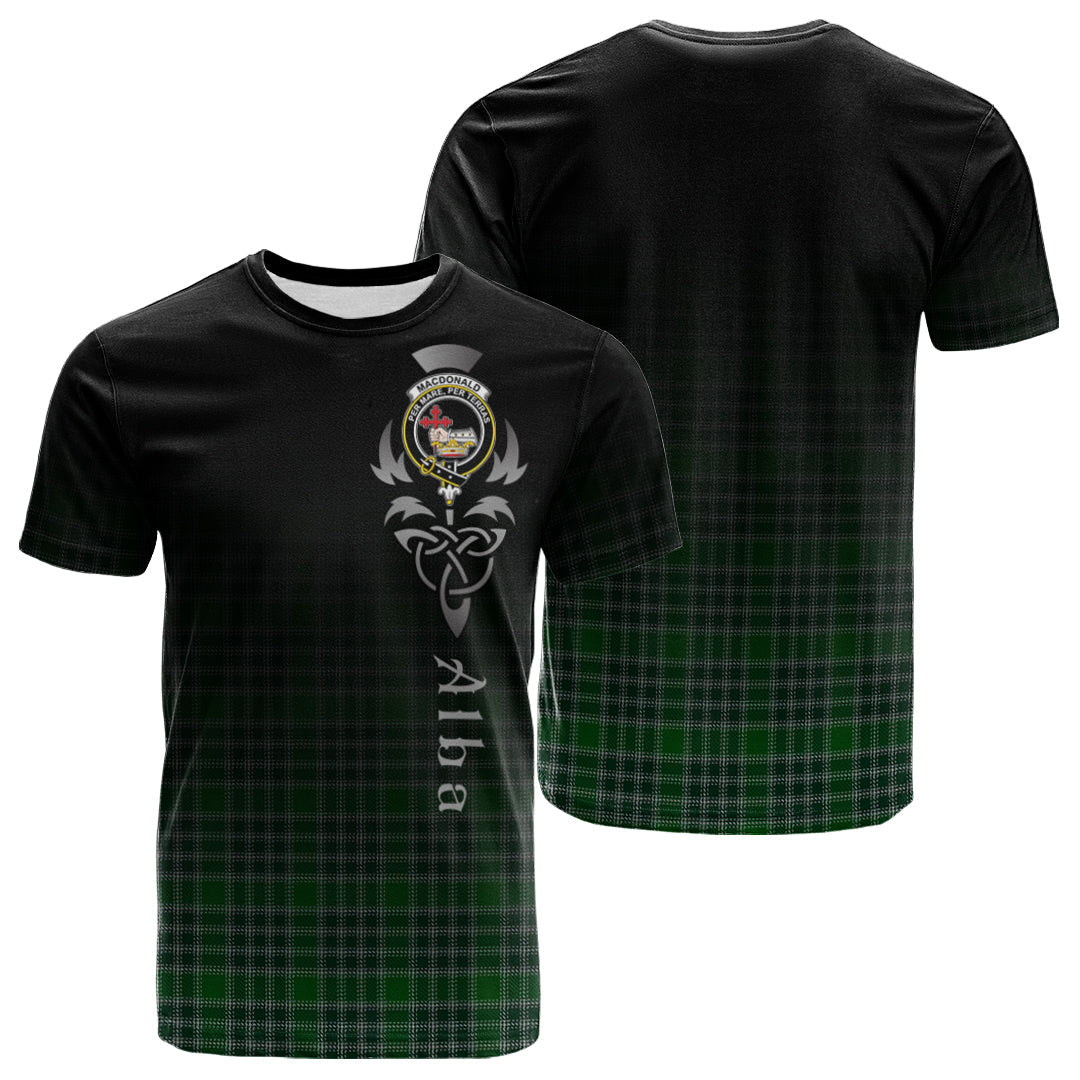 MacDonald, Lord Of The Isles Hunting Tartan Crest T-shirt - Alba Celtic Style