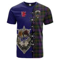 MacDonell of Glengarry Tartan T-shirt - Lion Rampant And Celtic Thistle Style