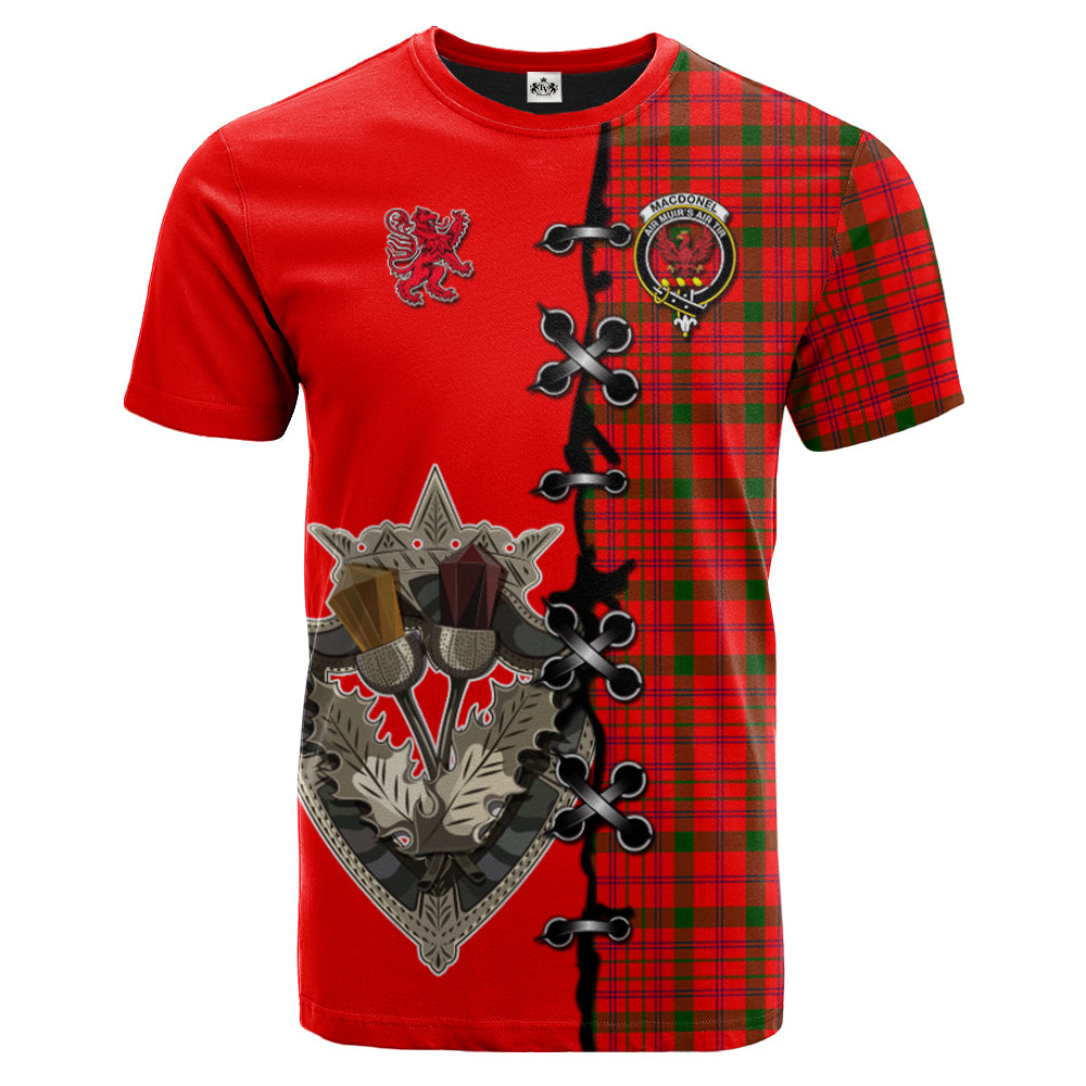 MacDonnell of Keppoch Modern Tartan T-shirt - Lion Rampant And Celtic Thistle Style